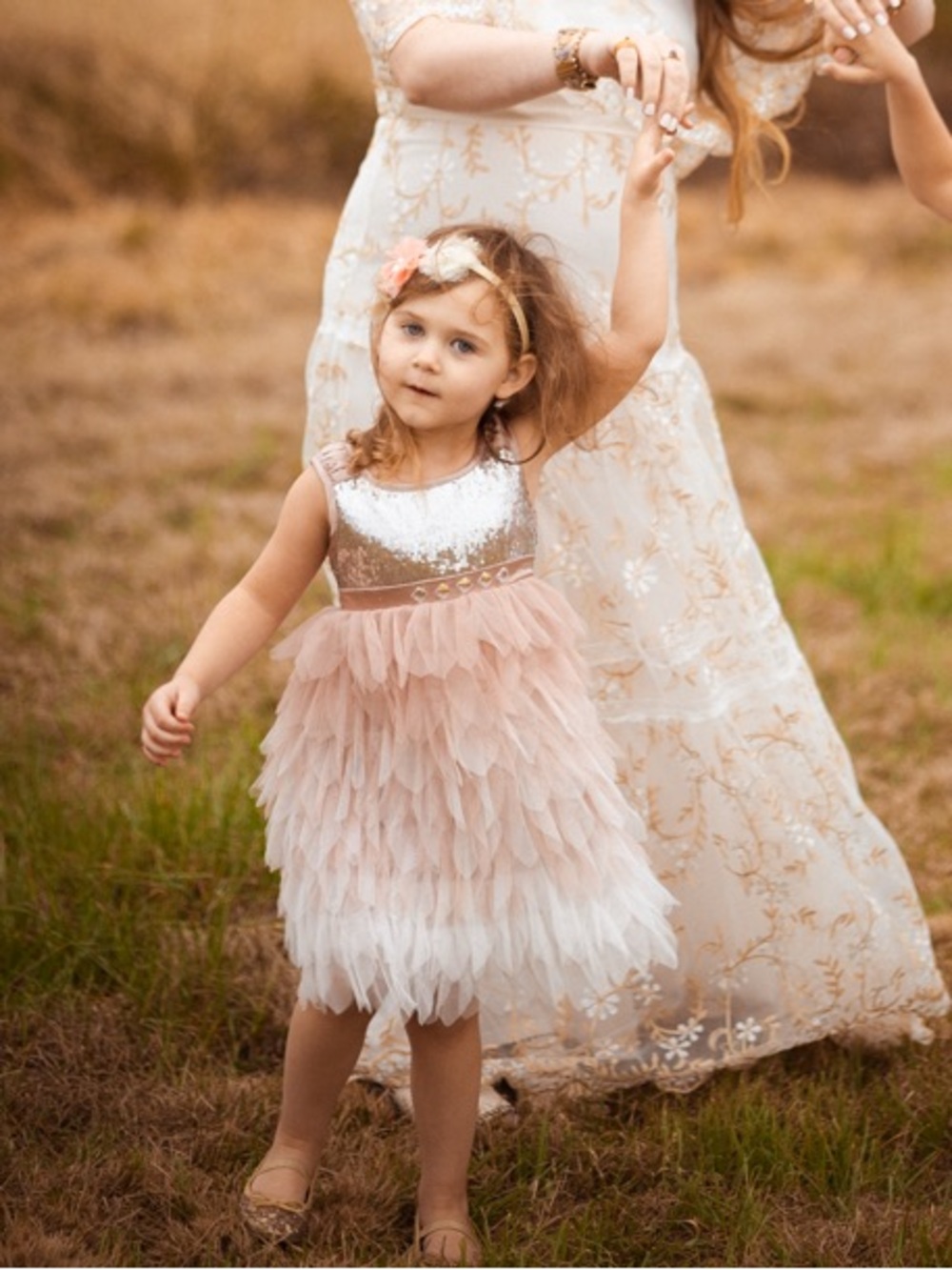 Biscotti • Rose Gold Sequin Ruffle Tulle Party Dress